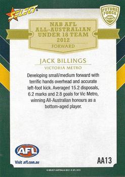 2012 Select Future Force - All Australian #AA13 Jack Billings Back